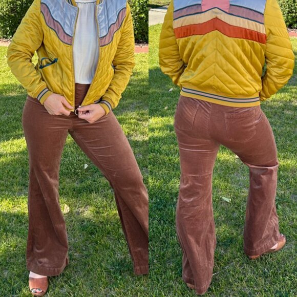 Anthropologie Pilcro Pants Pull-On Mid-Rise Velvet Retro Flare Jeans 70s size 28 - Picture 14 of 16